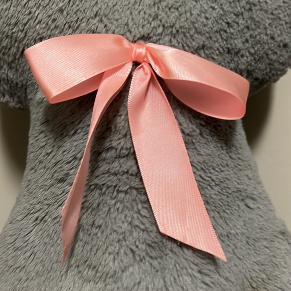 Gray Cat With Pink Bow Silhouette Decorative Plush Pillow - Picture 3 of 6